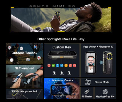 Ulefone Armor Mini 20 4G 4.7" Rugged Phone 64MP Night Camera Android 14 Smartphone 6200mAh Mobile phone NFC